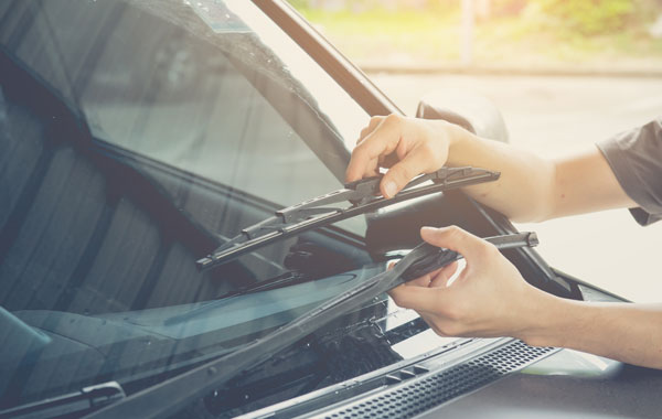 wiper blades in windshield