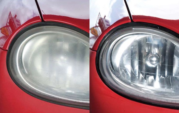 before and after Jiffy Lube headlight cleaning service