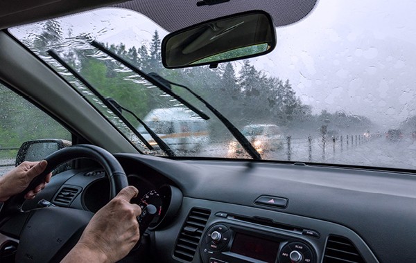 driving in the pouring rain